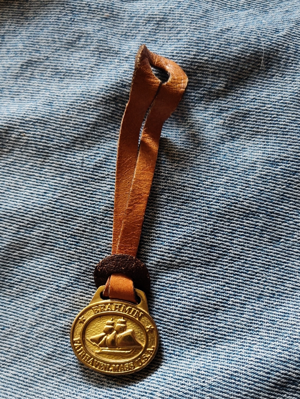 Brahmin Vintage Hang Tag Leather And Metal Alloy
